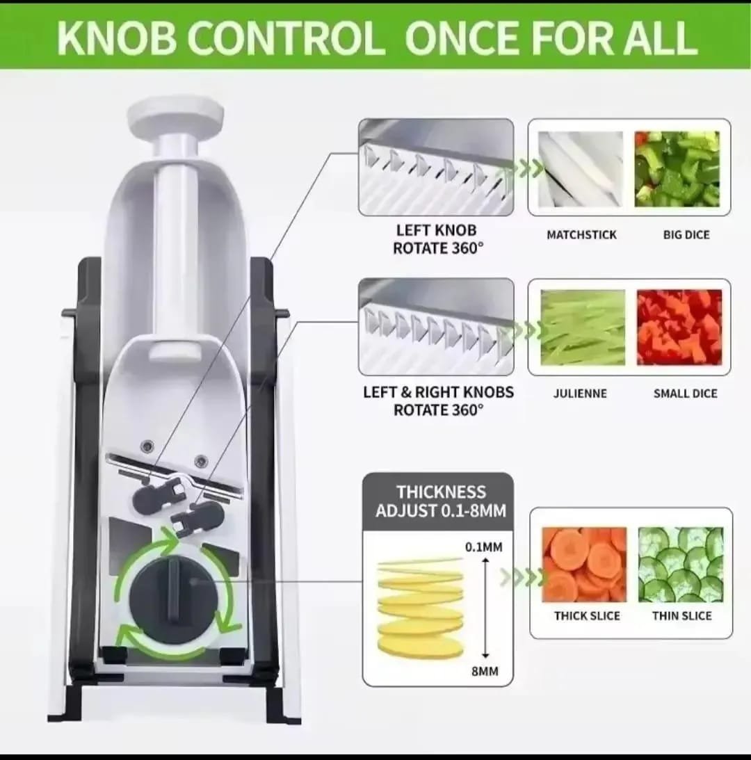 Adjustable Mandoline Slicer – Safe Multi-Purpose Vegetable Cutter & Manual Grater | KIVANZO
