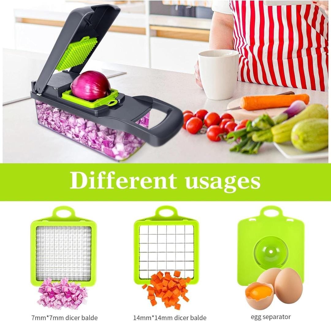 16-Piece Vegetable Chopper Set – Manual Food Slicer, Dicer & Grater with Handle | KIVANZO
